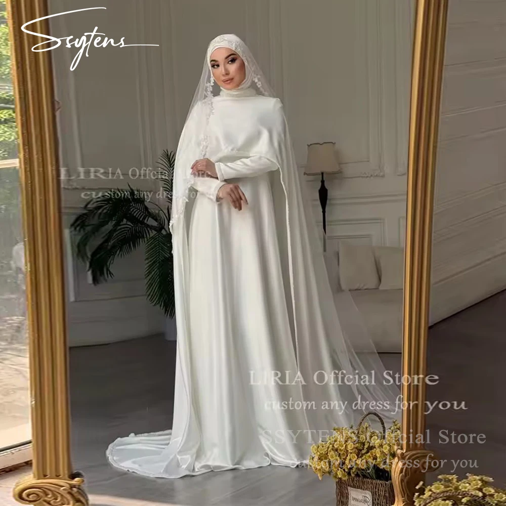 SSYTENS Modest Muslim Wedding Dresses Cap Satin Customized Beaded Sashes Nikkah Arabic Bridal Gown Long Sleeves Vestido De Noiva
SSYTENS Modest Muslim Wedding Dresses Cap Satin Customized Beaded Sashes Nikkah Arabic Bridal Gown Long Sleeves Vestido De Noiva