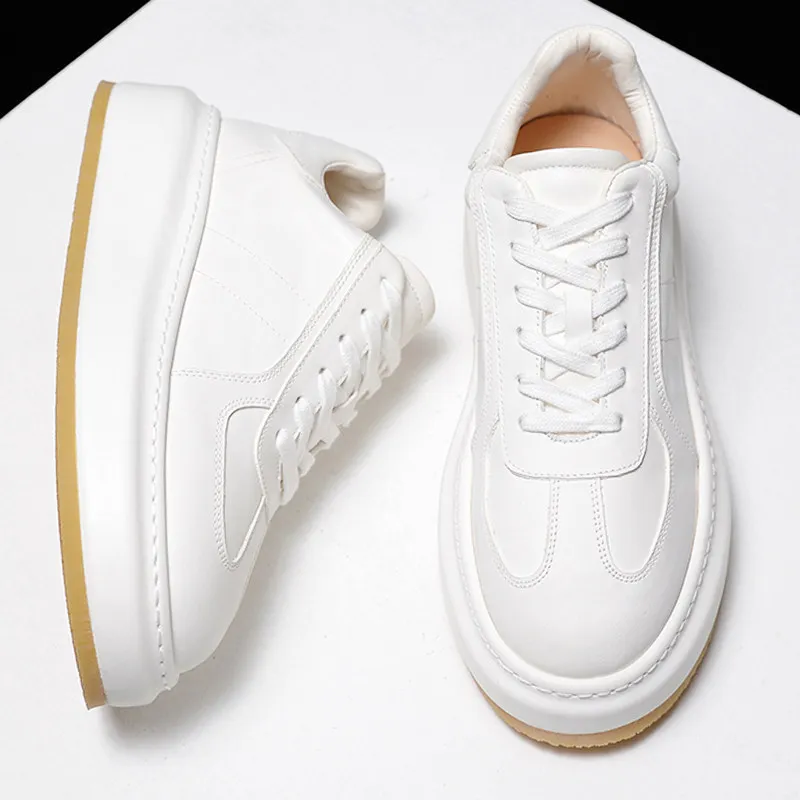 Fashion White Men Casual Shoes Genuine Leather Platform Board Shoes Street-Style Sneakers Outdoor Hiking Sports Shoes
Fashion White Men Casual Shoes Genuine Leather Platform Board Shoes Street-Style Sneakers Outdoor Hiking Sports Shoes