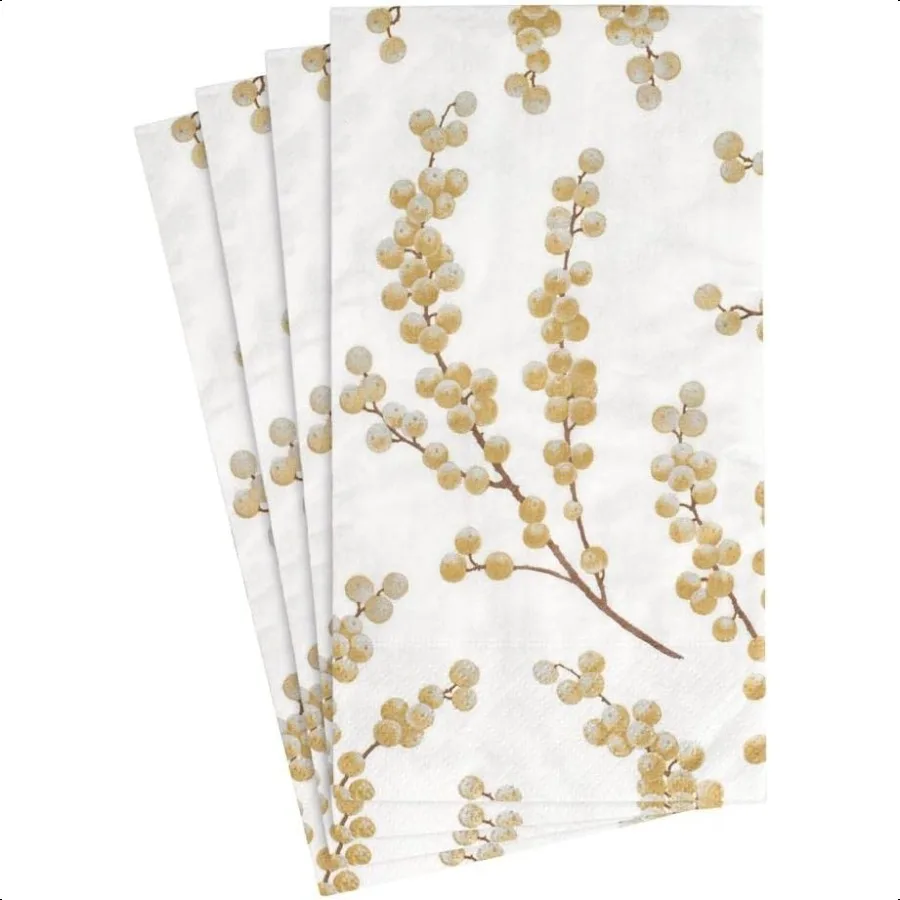 Caspari Berry Branches Paper Guest Towel Napkins in White and Gold Two Packs of 15
Caspari Berry Branches Paper Guest Towel Napkins in White and Gold Two Packs of 15