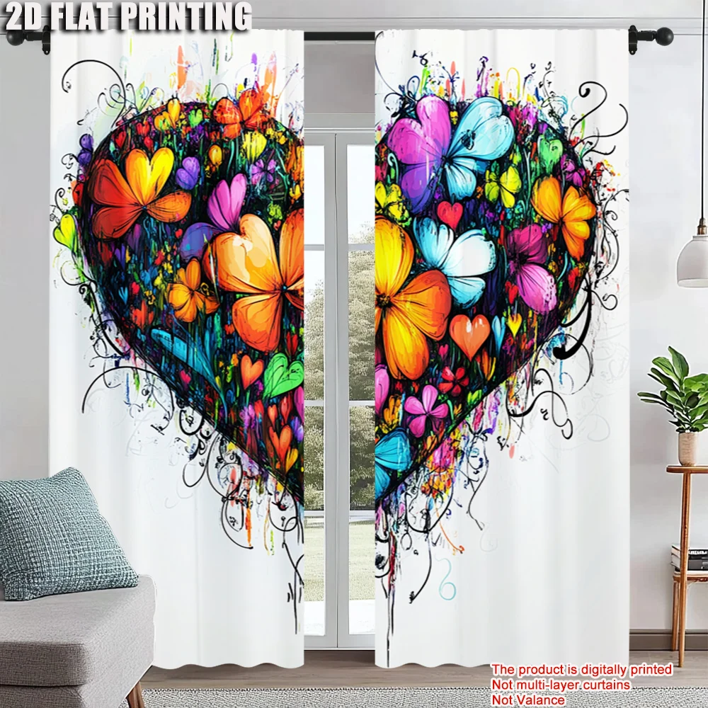 2Pcs Floral And Heart Print Window Curtains Rod Pocket Design For Bedroom Living Room And Study Decor With Elegant Patterns_ai14
2Pcs Floral And Heart Print Window Curtains Rod Pocket Design For Bedroom Living Room And Study Decor With Elegant Patterns_ai14