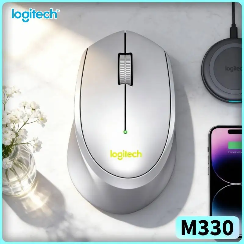 Logitech M330 Ergonomic Wireless Mouse Silent Click 2.4GHz Nano Receiver Responsive Firm for Mac PC Chromebook Work Desk