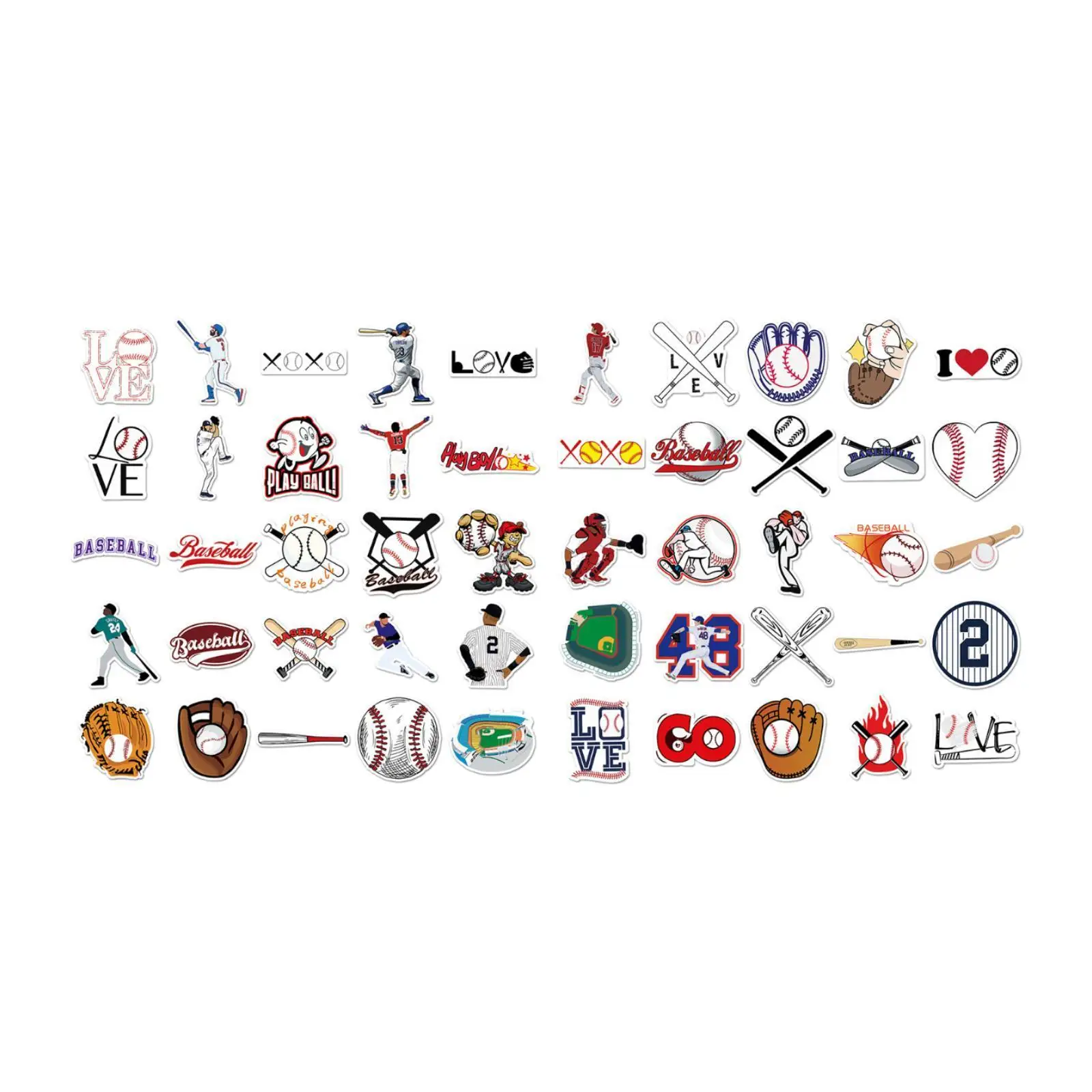 50x наклейки серии бейсбола, произведения искусства для чехлов для телефонов, канцелярских товаров, холодильника
50x наклейки серии бейсбола, произведения искусства для чехлов для телефонов, канцелярских товаров, холодильника