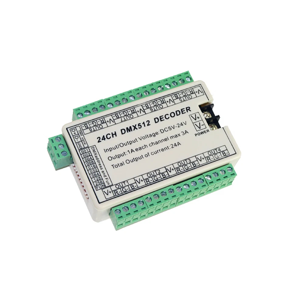 Constant Pressure Common Anode 24CH Dmx 512use for RGB Led Strip Lamp Lights Decoder Controller
Constant Pressure Common Anode 24CH Dmx 512use for RGB Led Strip Lamp Lights Decoder Controller
