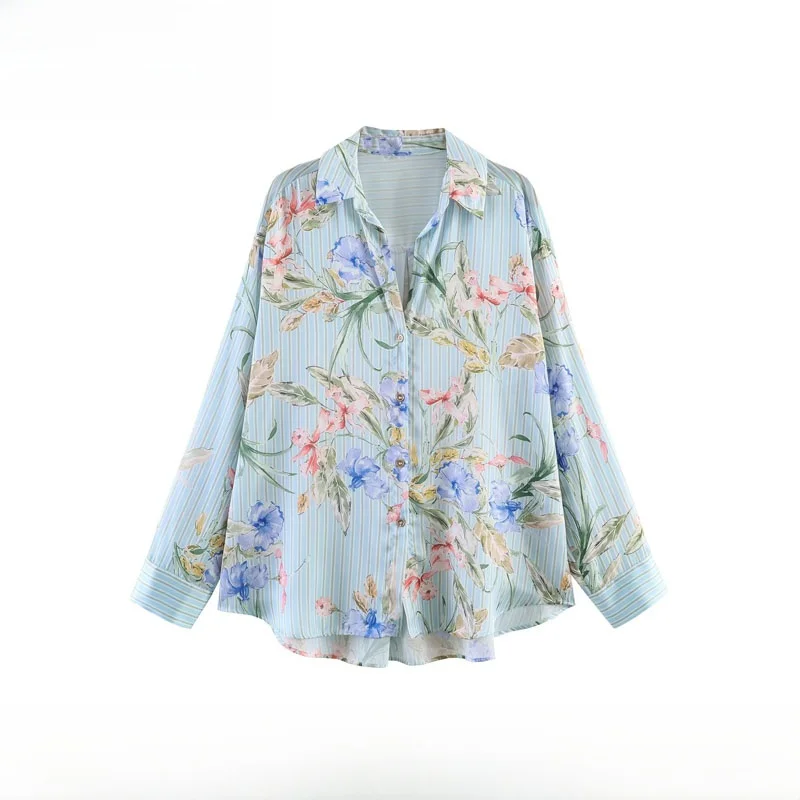Fashionable Silk Satin Feel Floral Print Shirt Women's Slim Fit Long Sleeve Polyester Casual Shirt Spring Summer New Arrival
Fashionable Silk Satin Feel Floral Print Shirt Women's Slim Fit Long Sleeve Polyester Casual Shirt Spring Summer New Arrival