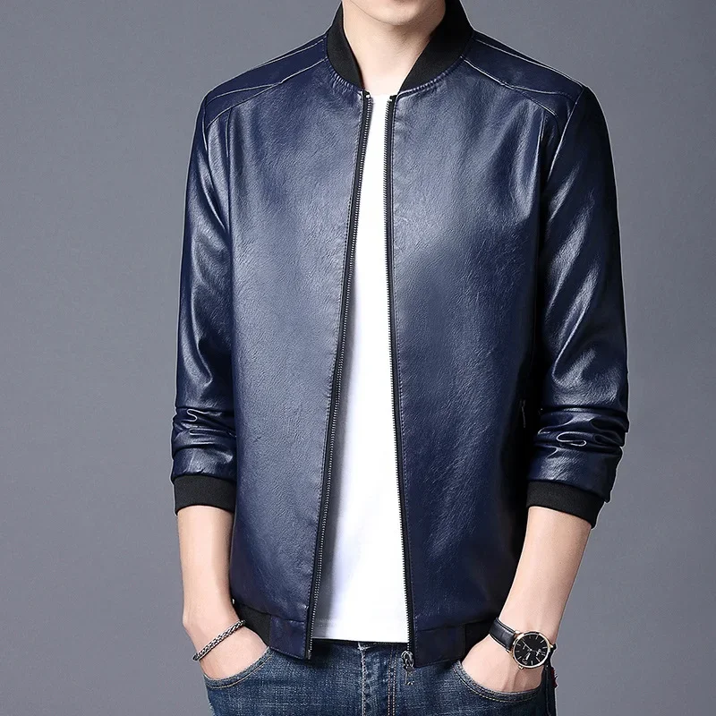 2024 Men Jacket Smooth Faux Leather Spring Jacket Solid Color Elastic Cuff Men Coat Slim Stand Collar Cardigan Jacket Daily Wear
2024 Men Jacket Smooth Faux Leather Spring Jacket Solid Color Elastic Cuff Men Coat Slim Stand Collar Cardigan Jacket Daily Wear