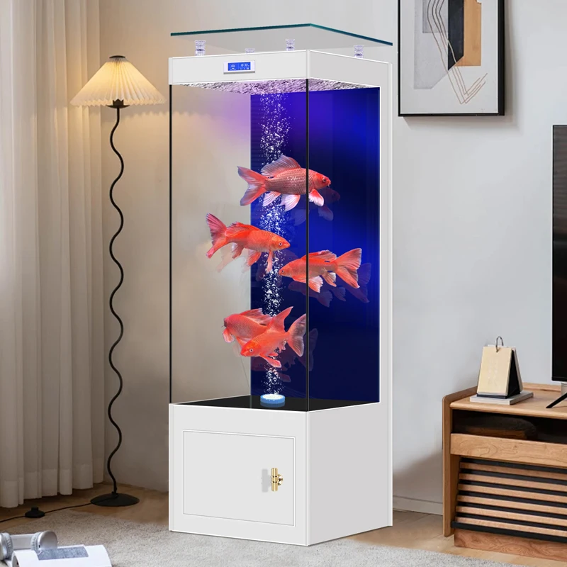 Oxygen production integrated ductless ultra-white glass fish tank household living room small vertical aquarium
Oxygen production integrated ductless ultra-white glass fish tank household living room small vertical aquarium