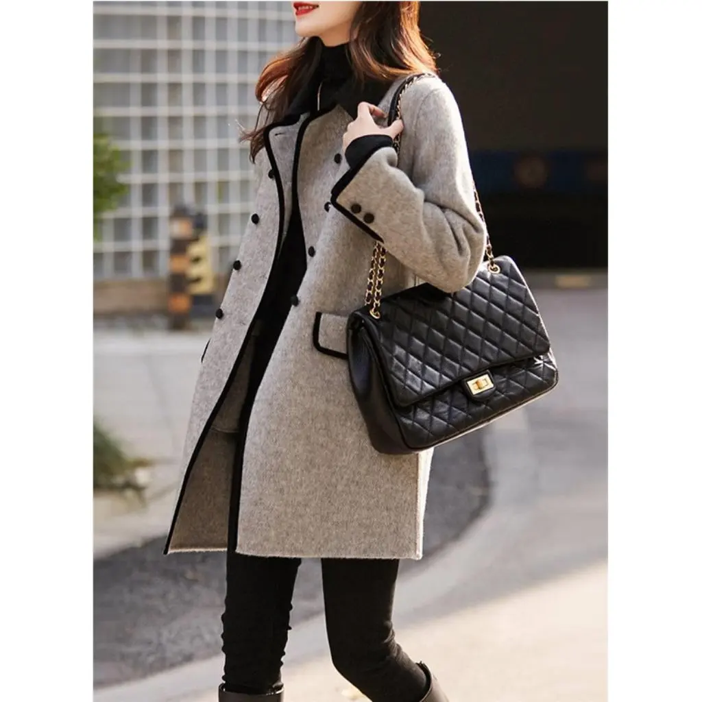 Korean Style Double-Sided Woolen Coat Autumn Winter Small Lapel Contrasting Color Casual Versatile Women's Fashion Top
Korean Style Double-Sided Woolen Coat Autumn Winter Small Lapel Contrasting Color Casual Versatile Women's Fashion Top