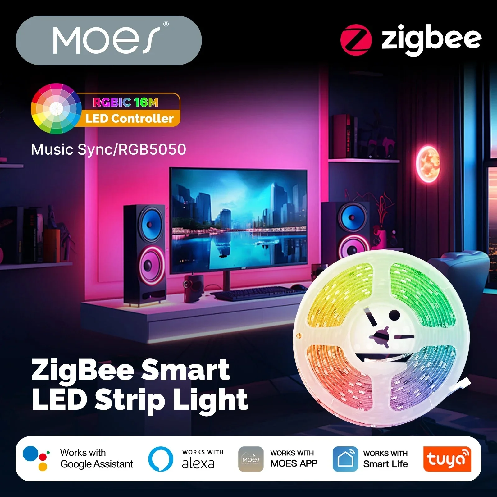 Светодиодная лента MOES с 16 миллионами цветов, Tuya ZigBee, умная, с синхронизацией музыки для вечеринок, контроллер RGB5050, поддержка Alexa и Google Home
Светодиодная лента MOES с 16 миллионами цветов, Tuya ZigBee, умная, с синхронизацией музыки для вечеринок, контроллер RGB5050, поддержка Alexa и Google Home