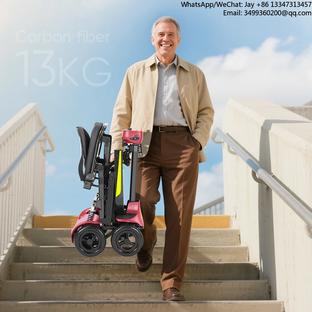 Airplane Portable Lightweight 13kg Carbon Fiber Mobility Scooter Foldable Small Size Detachable Lithium Battery Disabled Scooter
Airplane Portable Lightweight 13kg Carbon Fiber Mobility Scooter Foldable Small Size Detachable Lithium Battery Disabled Scooter