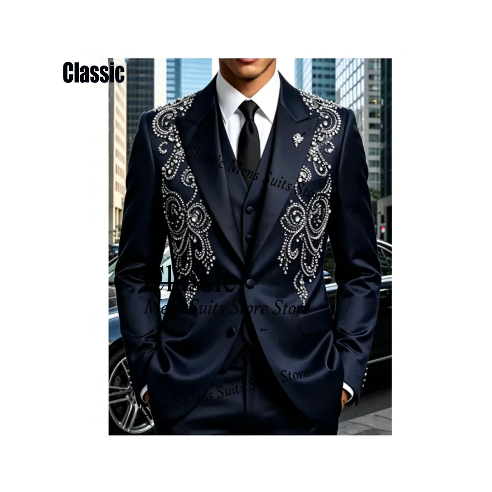 Customized Glitter Paillette Crystal Men Suit Luxury Rhinestone Wedding Tuxedos Slim Ropa hombre 3 Pieces Sets Groom Male Blaze
Customized Glitter Paillette Crystal Men Suit Luxury Rhinestone Wedding Tuxedos Slim Ropa hombre 3 Pieces Sets Groom Male Blaze