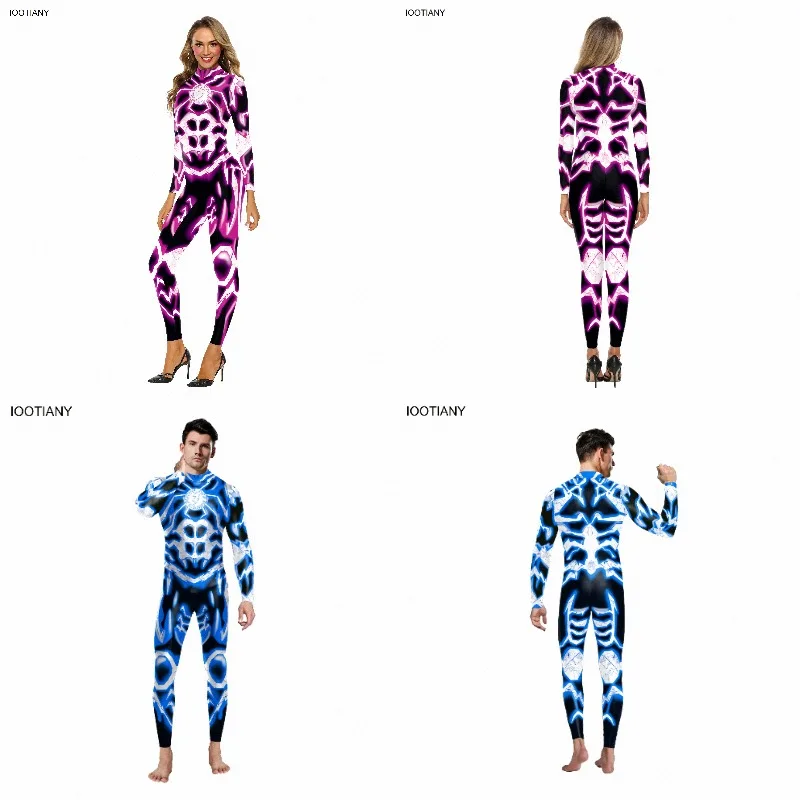 IOOTIANY Flexible Halloween Rompers Fitness Party Zentai Bodysuits For Women Men Costume Long Sleeve Printing Jumpsuit
IOOTIANY Flexible Halloween Rompers Fitness Party Zentai Bodysuits For Women Men Costume Long Sleeve Printing Jumpsuit