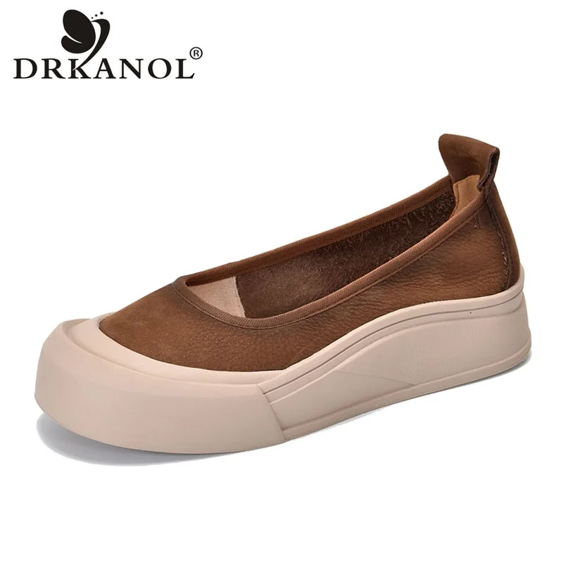DRKANOL Women Flat Platform Shoes Shallow Slip On Loafers Shallow Genuine Leather Soft Comfort Retro Style Casual Single Shoes
DRKANOL Women Flat Platform Shoes Shallow Slip On Loafers Shallow Genuine Leather Soft Comfort Retro Style Casual Single Shoes
