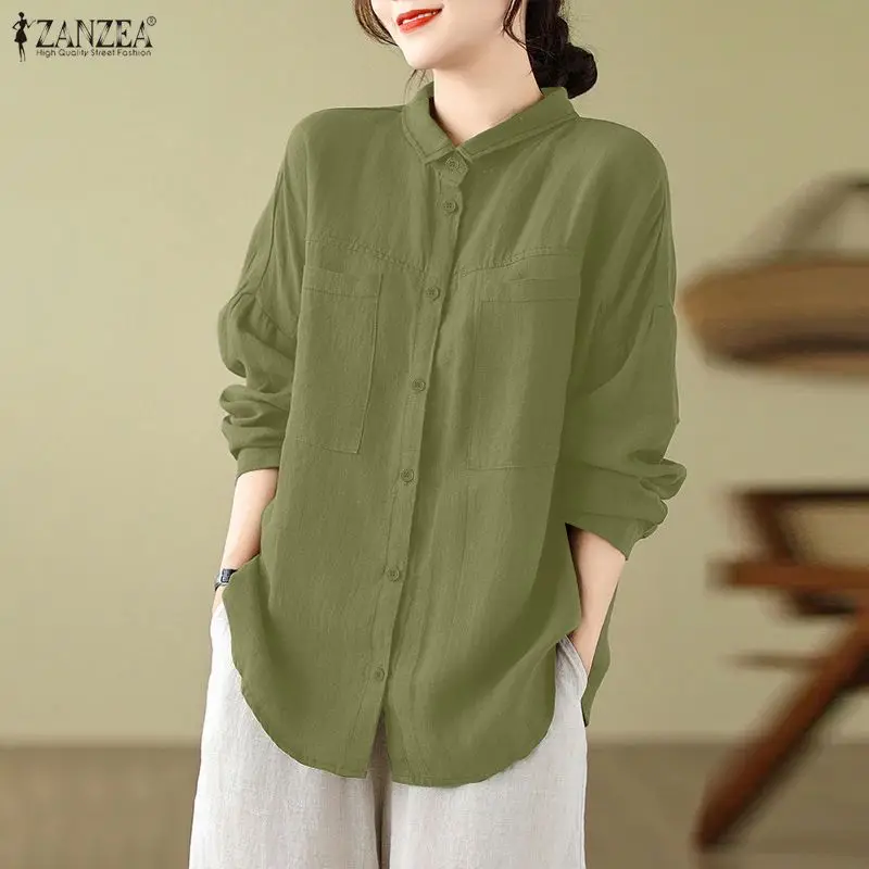 Женская рубашка ZANZEA 2026: весенняя, повседневная, с отложным воротником, длинным рукавом, однотонная, для работы, на пуговицах, винтажная, хлопковая блузка
Женская рубашка ZANZEA 2026: весенняя, повседневная, с отложным воротником, длинным рукавом, однотонная, для работы, на пуговицах, винтажная, хлопковая блузка