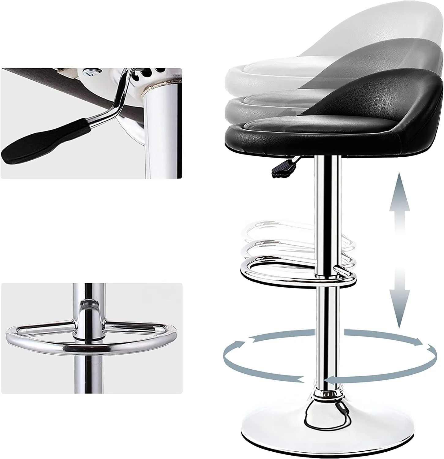 Low Back Nordic Dining Rotate PU Chair White Faux Leather bar Kitchen bar Chairs Swivel bar Chair Nordic Minimalist Stool Modern 
Low Back Nordic Dining Rotate PU Chair White Faux Leather bar Kitchen bar Chairs Swivel bar Chair Nordic Minimalist Stool Modern