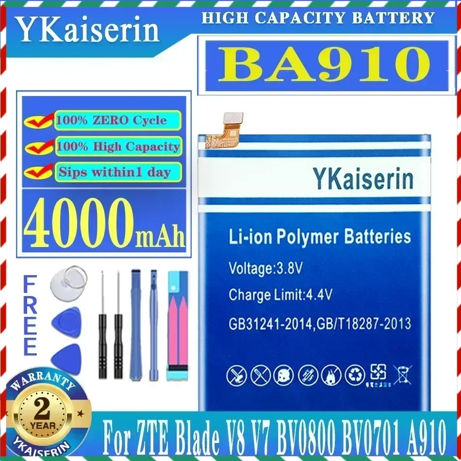 YKaiserin Li3925T44P8h786035 4000mah Battery For ZTE Blade V8 V7 BV0800 BV0701 A910 A506 A522 V770 V7 Plus V7Plus BV0721 Z10
YKaiserin Li3925T44P8h786035 4000mah Battery For ZTE Blade V8 V7 BV0800 BV0701 A910 A506 A522 V770 V7 Plus V7Plus BV0721 Z10