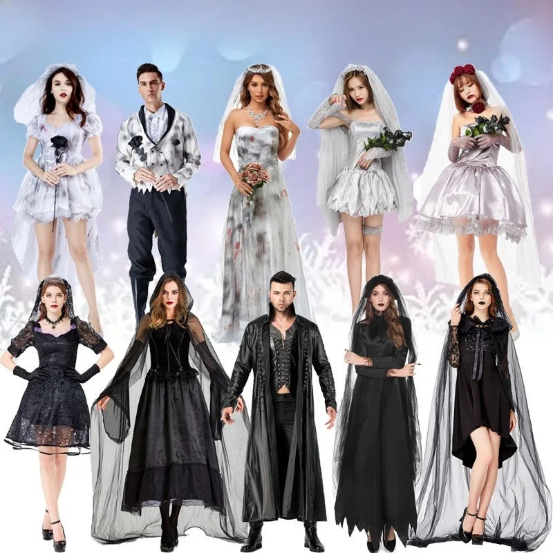 Adult Women's Role-play Cosplay Costume Halloween Wedding Ghost Witch Scary Bride Dress Polyester Material Stage Costume
Adult Women's Role-play Cosplay Costume Halloween Wedding Ghost Witch Scary Bride Dress Polyester Material Stage Costume