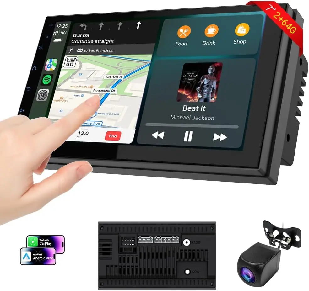 7-футовая автомобильная стереосистема HD Double Din с CarPlay, Android Auto, Bluetooth, GPS, резервная камера, 2 + 64 ГБ, голосовое управление
7-футовая автомобильная стереосистема HD Double Din с CarPlay, Android Auto, Bluetooth, GPS, резервная камера, 2 + 64 ГБ, голосовое управление