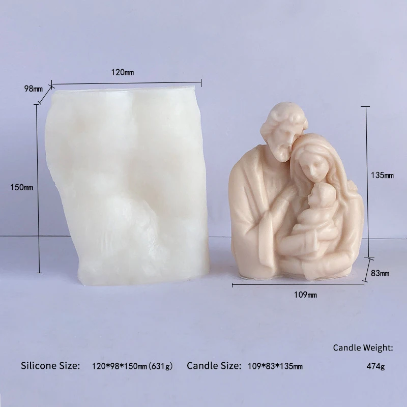 DIY 3D Jesus and The Virgin Family Silicone Candle Aromatherapy Plaster Crafts Resin Soap Making Molds Mold Handmade Home Decor
DIY 3D Jesus and The Virgin Family Silicone Candle Aromatherapy Plaster Crafts Resin Soap Making Molds Mold Handmade Home Decor