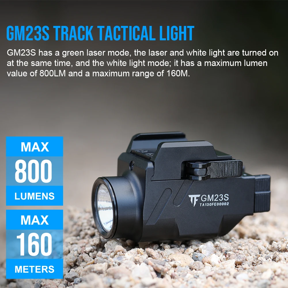 TrustFire GM23s 800Lumen Pistol Tactical Flashlight Green Laser Sight Quick Release Weapon Torch GLOCK 20mm Picatinny Rail Mount
TrustFire GM23s 800Lumen Pistol Tactical Flashlight Green Laser Sight Quick Release Weapon Torch GLOCK 20mm Picatinny Rail Mount