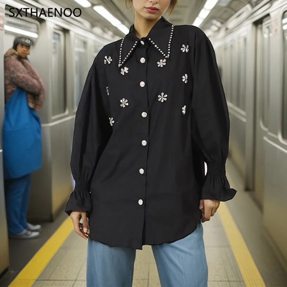 SXTHAENOO Fashion Diamonds Embroidery Cotton Shirts Women's Long Sleeve Loose Casual Single Breasted Blouses Ladies Top Blusas
SXTHAENOO Fashion Diamonds Embroidery Cotton Shirts Women's Long Sleeve Loose Casual Single Breasted Blouses Ladies Top Blusas