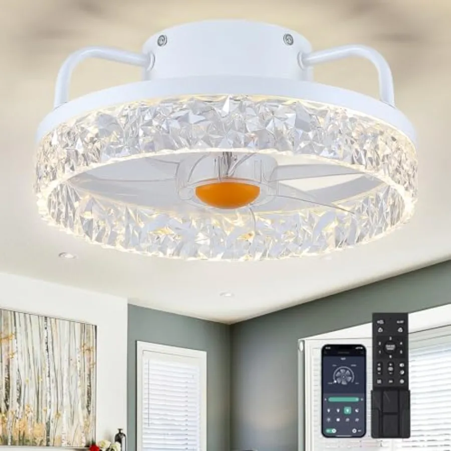 White Ceiling Fans with Lights and Remote - Low Profile Flush Mount Ceiling Fans - 13" Modern Bladeless Enclosed Ceiling Fans w
White Ceiling Fans with Lights and Remote - Low Profile Flush Mount Ceiling Fans - 13" Modern Bladeless Enclosed Ceiling Fans w