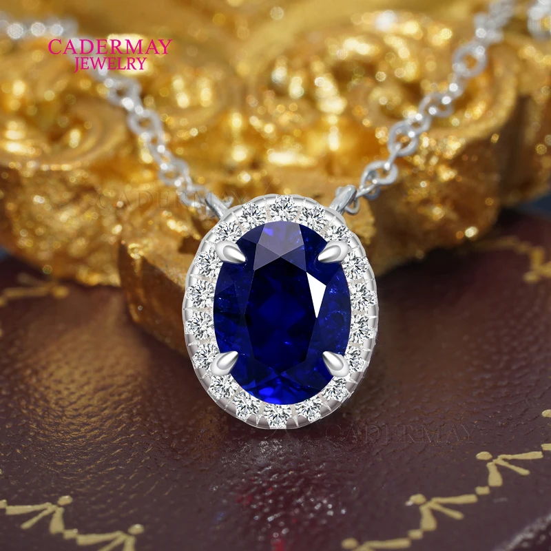 Oval Shape Royal Blue Lab Grown Sapphire Necklaces for Women 925 Silver K Gold Lab Diamond Pendant for Engagement with Chain
Oval Shape Royal Blue Lab Grown Sapphire Necklaces for Women 925 Silver K Gold Lab Diamond Pendant for Engagement with Chain
