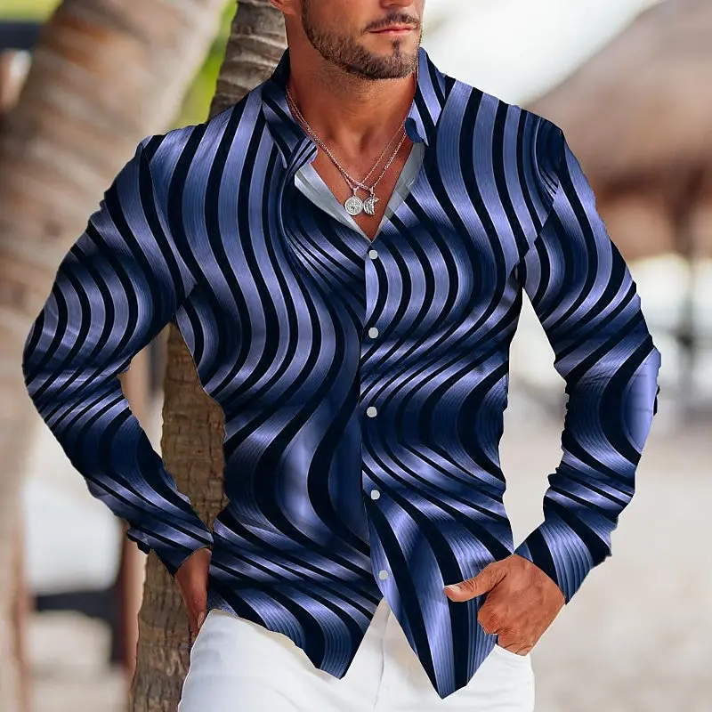 Fashion Shirt For Men 3d Ripple Printed Beach Party Blouse Fashion Casual Male Clothing High Quality Long Sleeved Shirts For Men
Fashion Shirt For Men 3d Ripple Printed Beach Party Blouse Fashion Casual Male Clothing High Quality Long Sleeved Shirts For Men
