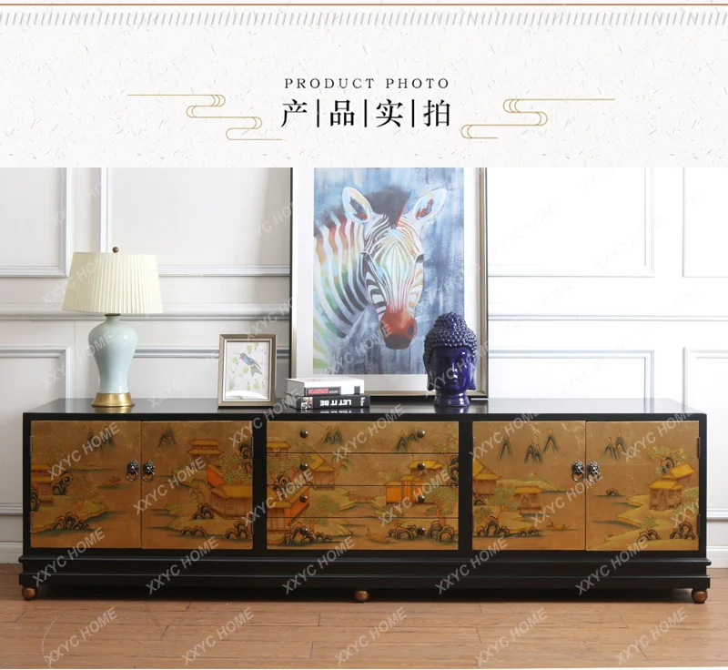 Painted storage Solid wood antique gold hand-painted furniture Floor cabinet
Painted storage Solid wood antique gold hand-painted furniture Floor cabinet