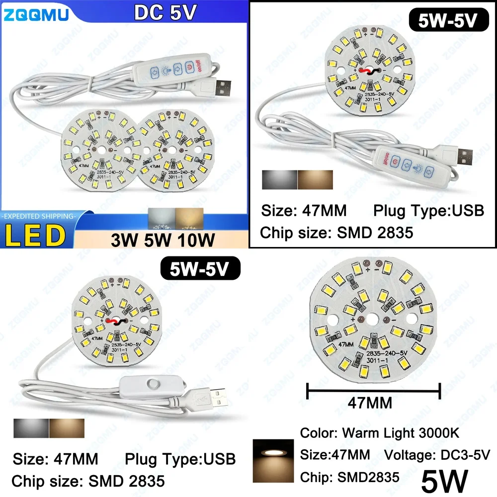 3W 5W 10W DC5V 5730 2835 LED Chip Light Board White Warm White Dimmable with On Off Switch for Home Office Lighting Strip Module
3W 5W 10W DC5V 5730 2835 LED Chip Light Board White Warm White Dimmable with On Off Switch for Home Office Lighting Strip Module