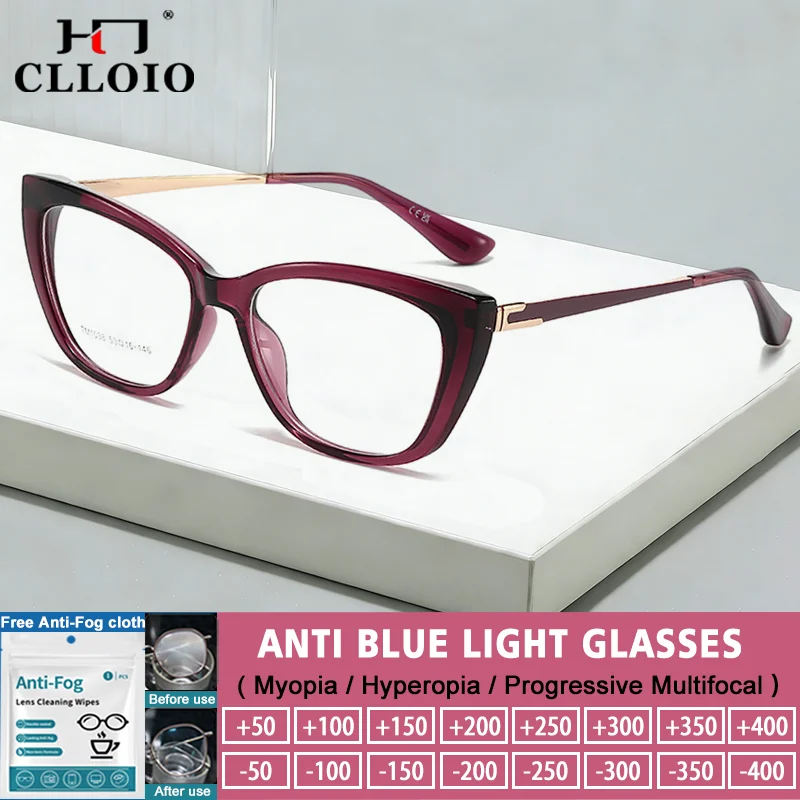 CLLOIO Новые модные женские очки для чтения с геометрическим дизайном «кошачий глаз», высококачественные, с защитой от синего света, для коррекции близорукости, прогрессивные
CLLOIO Новые модные женские очки для чтения с геометрическим дизайном «кошачий глаз», высококачественные, с защитой от синего света, для коррекции близорукости, прогрессивные