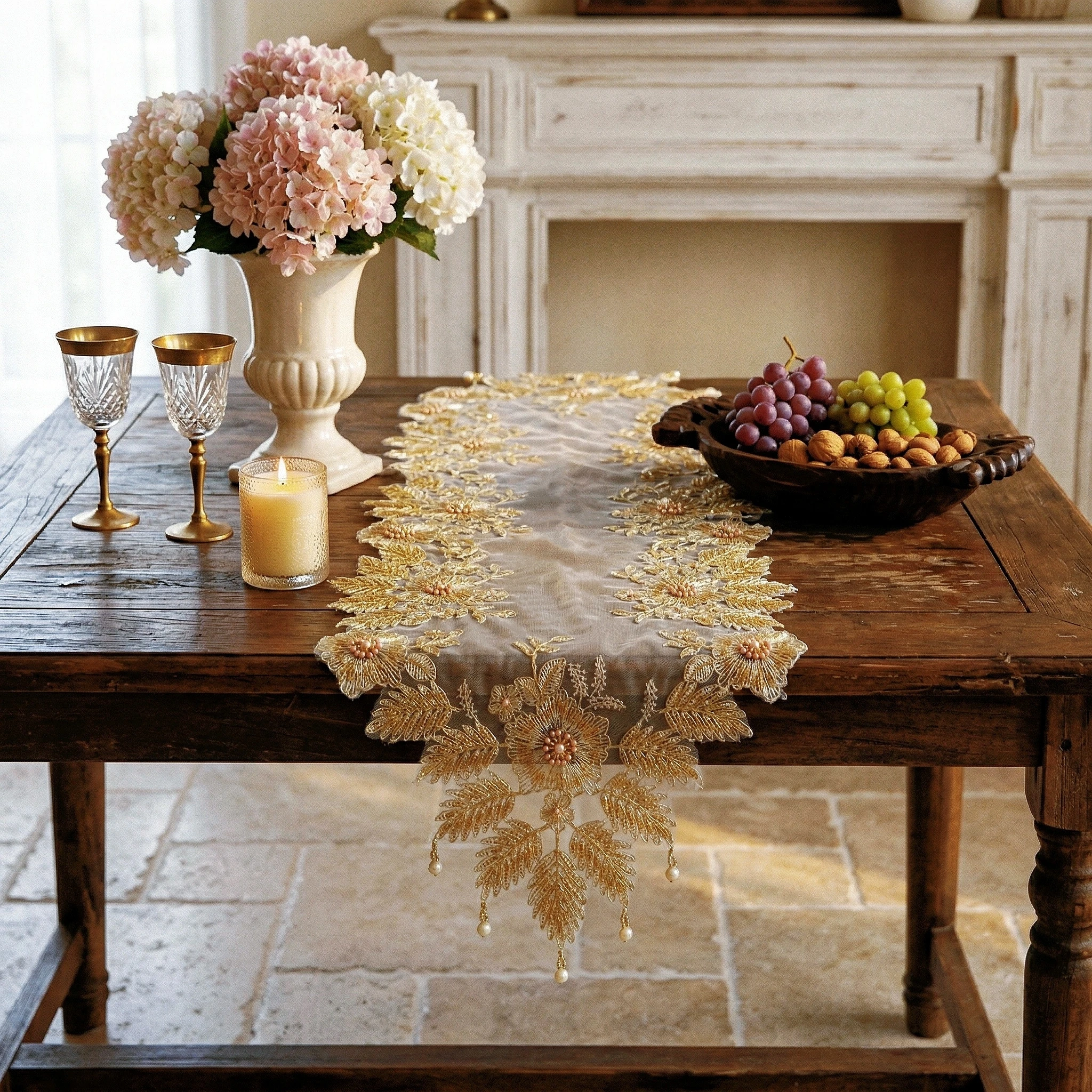 Luxurious Golden Table Runner Handmade Pearl Tablecloths Leaf Embroidery Table Linens Anniversary Decoration Graduation 2026
Luxurious Golden Table Runner Handmade Pearl Tablecloths Leaf Embroidery Table Linens Anniversary Decoration Graduation 2026