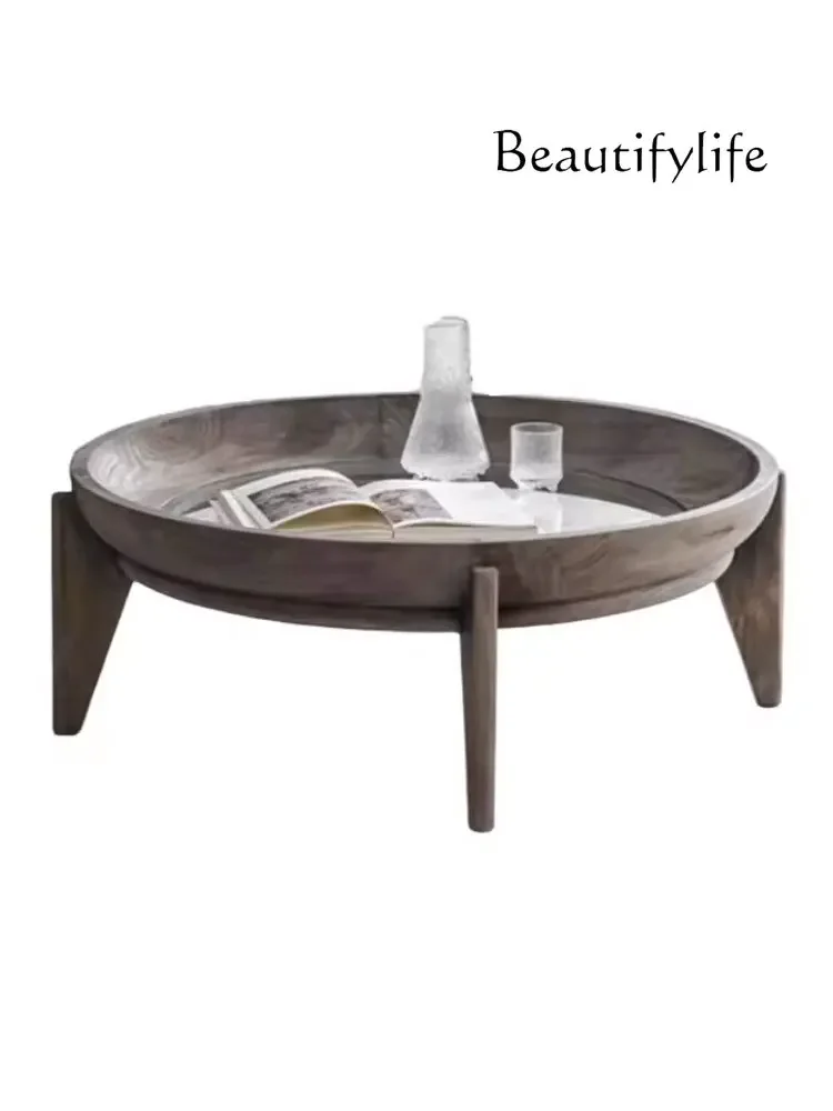 American medieval style round solid wood coffee table small apartment glass coffee table
American medieval style round solid wood coffee table small apartment glass coffee table
