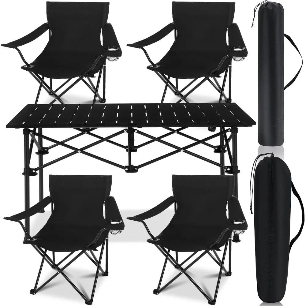 Portable Folding Camping Chair Set with Table, Cup Holder, and Carry Bag for Outdoor Activities (Black)
Portable Folding Camping Chair Set with Table, Cup Holder, and Carry Bag for Outdoor Activities (Black)