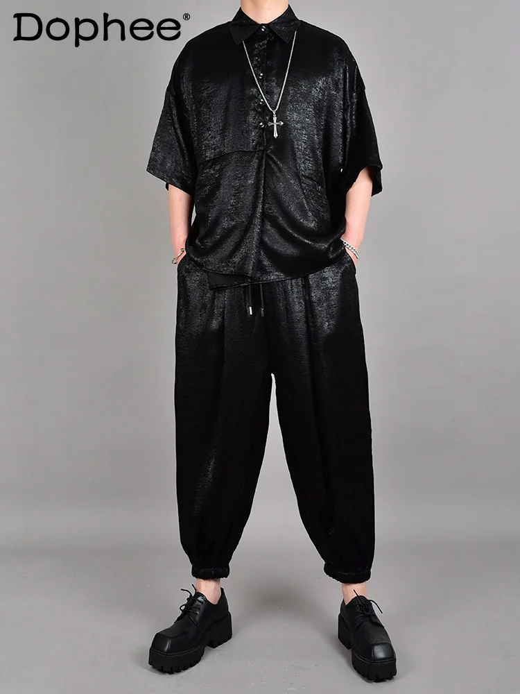 2025 Summer Korean Ice Silk Short-sleeved Shirt Set Handsome Men's Casual Breathable Black Fashion Trend Two-piece Sets
2025 Summer Korean Ice Silk Short-sleeved Shirt Set Handsome Men's Casual Breathable Black Fashion Trend Two-piece Sets