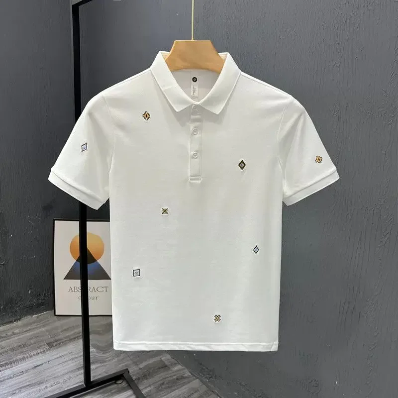 Man Polo Shirts Black Embroidery Skinny White Plain Short Quarter Sleeve Loose Kpop 5xl Original Tee with Collar T Shirt for Men
Man Polo Shirts Black Embroidery Skinny White Plain Short Quarter Sleeve Loose Kpop 5xl Original Tee with Collar T Shirt for Men
