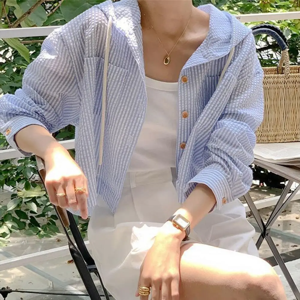 Lightweight Sun Jacket for Women Striped Button Down Shirt with Drawstring Hood Long Sleeve Cardigan Sun Protection for Women
Lightweight Sun Jacket for Women Striped Button Down Shirt with Drawstring Hood Long Sleeve Cardigan Sun Protection for Women