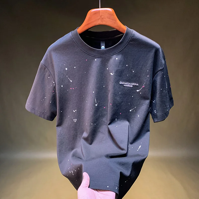 Trendy brand paint dot short sleeved T-shirt for men in summer, trendy and cool casual top, thin loose silk cotton shirt
Trendy brand paint dot short sleeved T-shirt for men in summer, trendy and cool casual top, thin loose silk cotton shirt