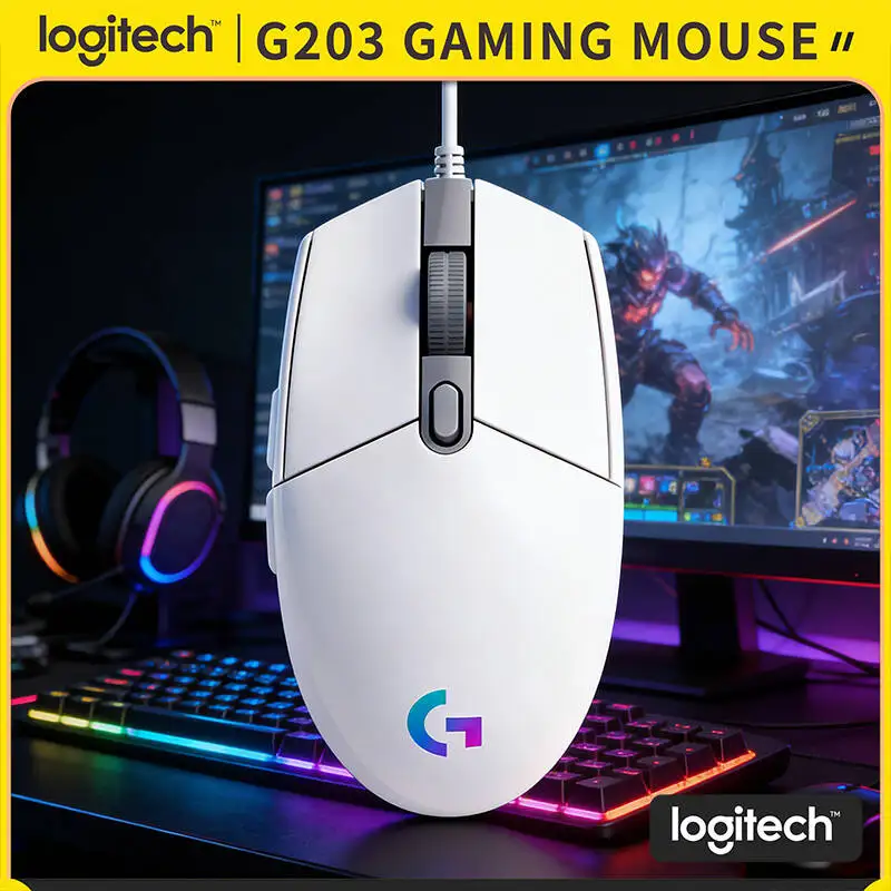 Logitech G203 Gaming Mouse LIGHTSYNC RGB 8000 DPI 6 Buttons Mechanical Tensioning 85g Lightweight Mac PC Compatible
Logitech G203 Gaming Mouse LIGHTSYNC RGB 8000 DPI 6 Buttons Mechanical Tensioning 85g Lightweight Mac PC Compatible