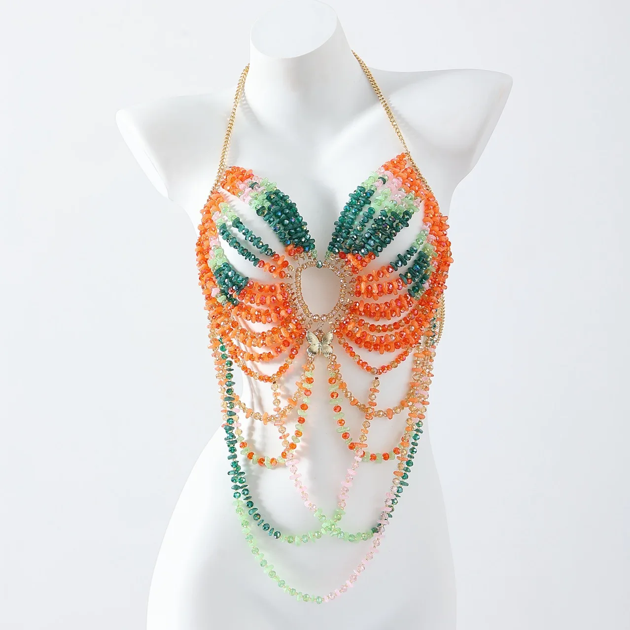 Handmade Beaded Top, Hot Girl Body Chain, Colorful Beaded Chest Decoration, Halter Neck Outerwear, Bikini Beaded Bra
Handmade Beaded Top, Hot Girl Body Chain, Colorful Beaded Chest Decoration, Halter Neck Outerwear, Bikini Beaded Bra