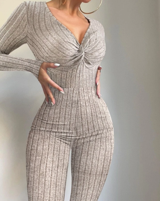 2023 Woman Long Jumpsuits Elegant Twisted Long Sleeve Ribbed Jumpsuit New Fashion Casual One Pieces Fall Outfits Women
2023 Woman Long Jumpsuits Elegant Twisted Long Sleeve Ribbed Jumpsuit New Fashion Casual One Pieces Fall Outfits Women
