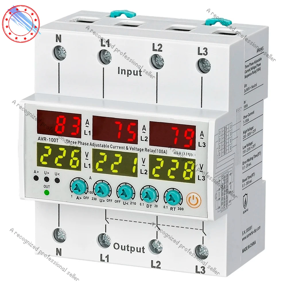 AVR-XXTF 3x380V+Nuetral Over-current And Voltage Protection Relay 63A,80A,100A
AVR-XXTF 3x380V+Nuetral Over-current And Voltage Protection Relay 63A,80A,100A
