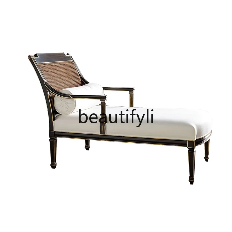 French retro solid wood concubine chair sofa American light luxury rattan engraved single leisure chair
French retro solid wood concubine chair sofa American light luxury rattan engraved single leisure chair