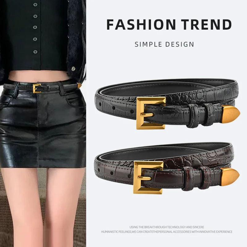 Crocodile pattern genuine leather waist belt, women's simple retro Korean style pants belt, trendy decoration
Crocodile pattern genuine leather waist belt, women's simple retro Korean style pants belt, trendy decoration