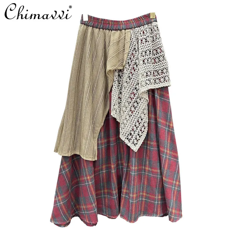 Autumn Design Sense Irregular Splicing Contrasting Color Plaid Skirt Fashion Casual High Waist Thin A Line Big Swing Skirt Women
Autumn Design Sense Irregular Splicing Contrasting Color Plaid Skirt Fashion Casual High Waist Thin A Line Big Swing Skirt Women