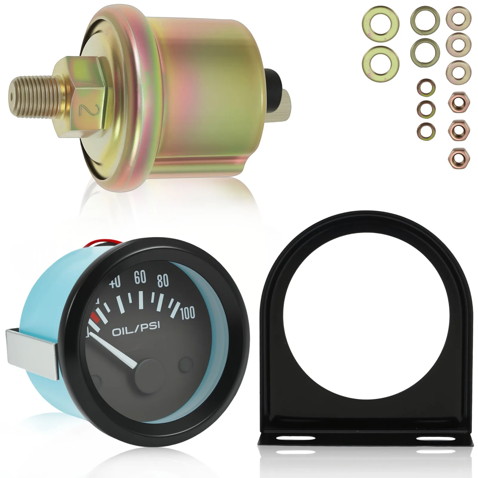 2" 52mm Fuel Level Gauge with Sensor and Fixed Housing Oil Pressure Gauge with LED Display 0 to 100 PSI for Car SUV and Truck
2" 52mm Fuel Level Gauge with Sensor and Fixed Housing Oil Pressure Gauge with LED Display 0 to 100 PSI for Car SUV and Truck