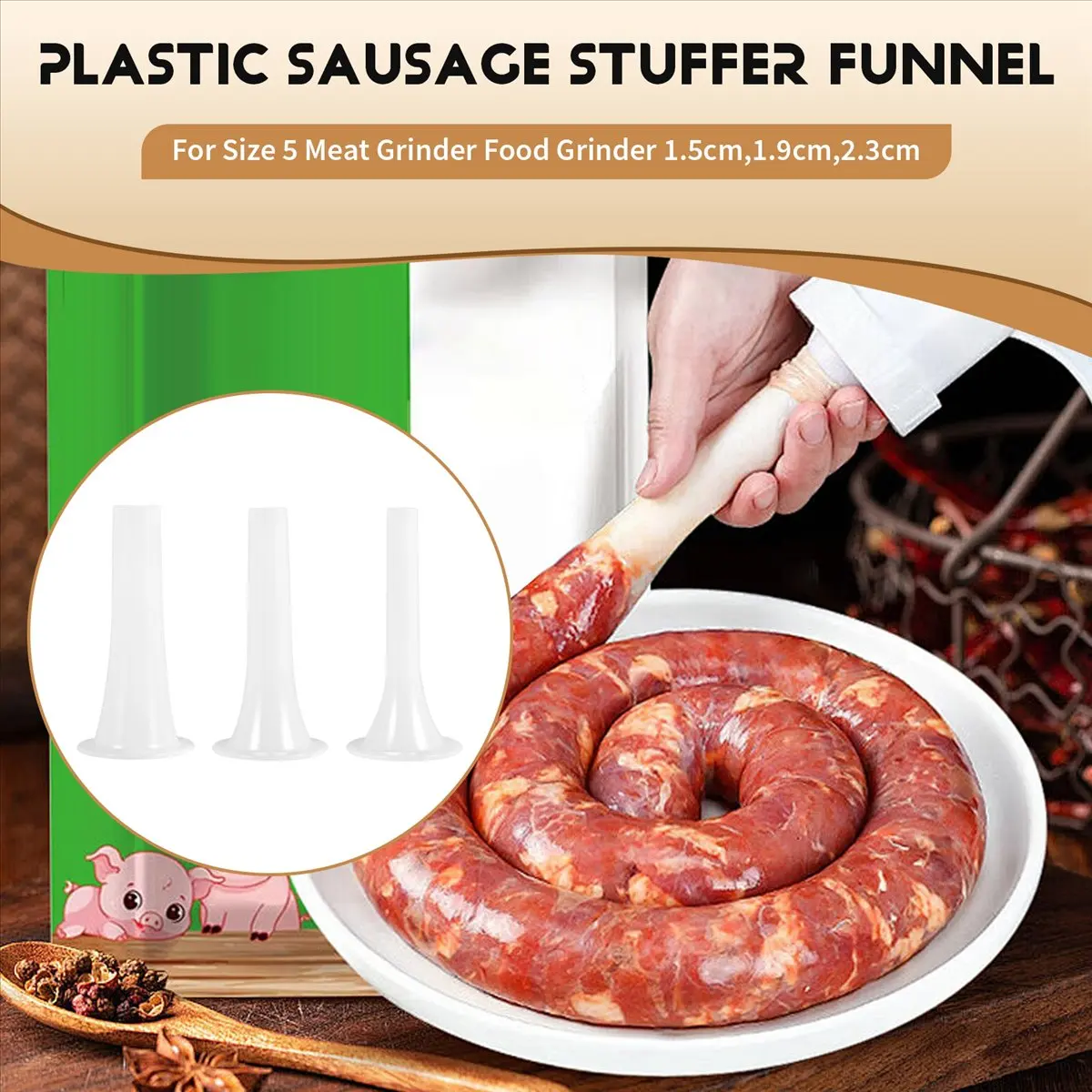 REST 9Pcs Plastic Sausage Stuffer Tubes Funnels Sausage Filling Tool for Size 5 Meat Grinder Food Grinder 1.5cm,1.9cm,2.3cm
REST 9Pcs Plastic Sausage Stuffer Tubes Funnels Sausage Filling Tool for Size 5 Meat Grinder Food Grinder 1.5cm,1.9cm,2.3cm
