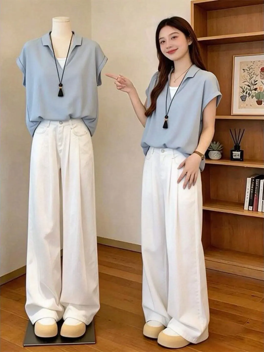 Blue V-Neck Short Sleeve Irregular Hem Shirt Women's Loose Fit Commute Style Korean Version Breathable Skin-Friendly Summer Top
Blue V-Neck Short Sleeve Irregular Hem Shirt Women's Loose Fit Commute Style Korean Version Breathable Skin-Friendly Summer Top