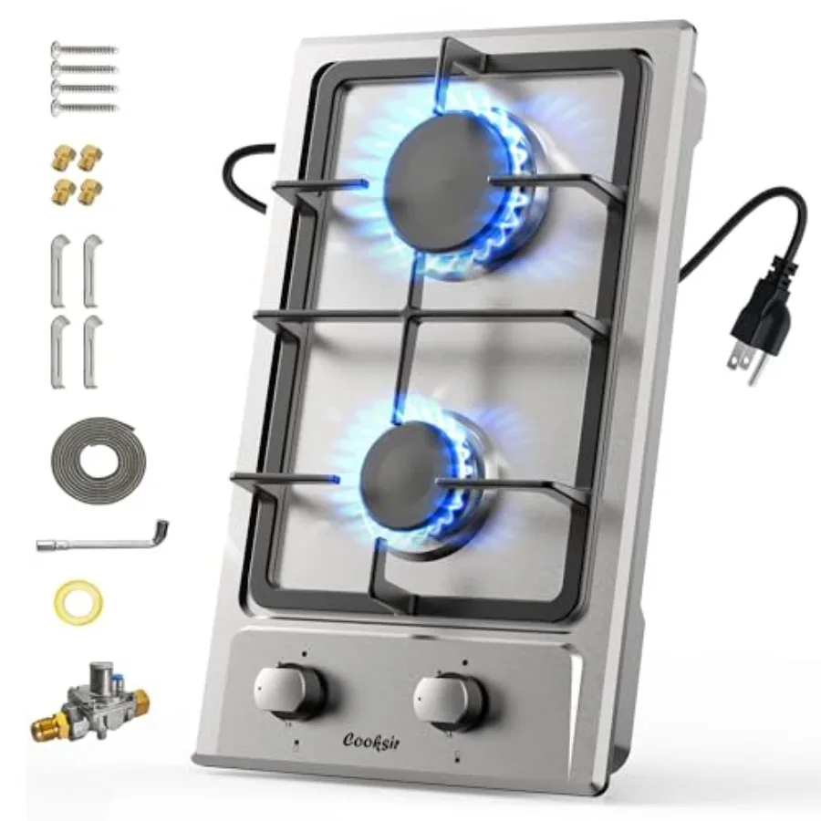 Gas Cooktop 2 Burner for Apartment Kitchen RV Dorms - 12 Inch Built-in Stainless Steel NG/LPG Convertible Stovetop with Flame O
Gas Cooktop 2 Burner for Apartment Kitchen RV Dorms - 12 Inch Built-in Stainless Steel NG/LPG Convertible Stovetop with Flame O