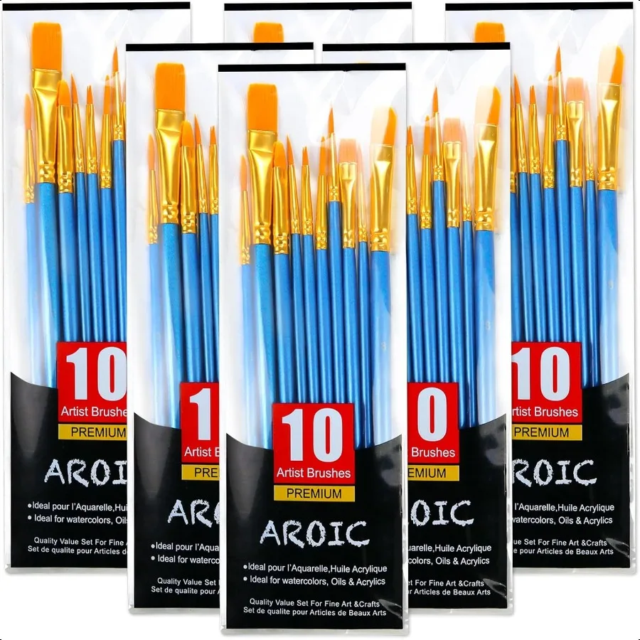 Acrylic Paint Brush Set 6 Packs 60 pcs Nylon Hair Brushes for All Purpose Oil Watercolor Painting Artist Profional Kits
Acrylic Paint Brush Set 6 Packs 60 pcs Nylon Hair Brushes for All Purpose Oil Watercolor Painting Artist Profional Kits