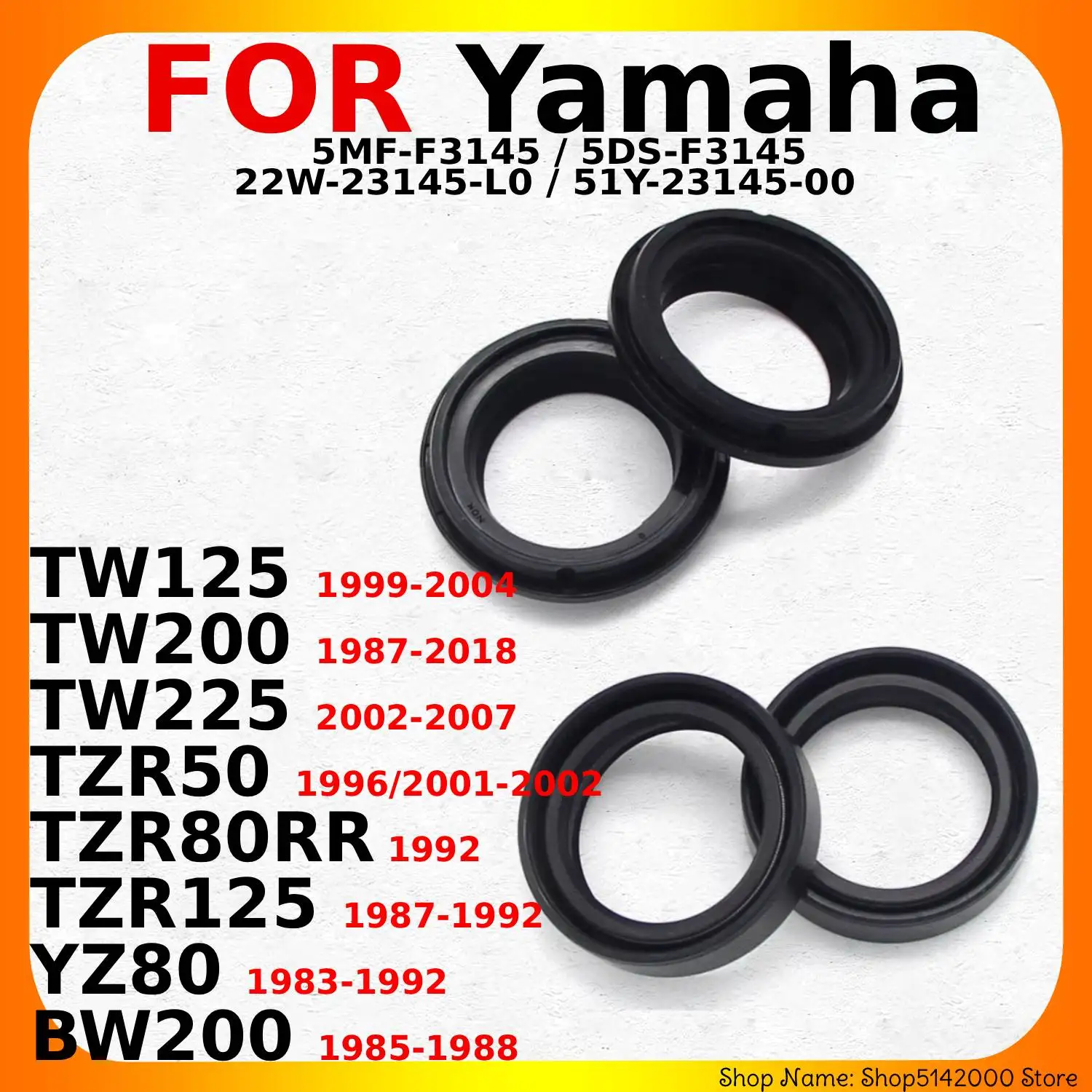 Motorcycle Oil Seal For Yamaha TW125 TW200 TW225 TZR50 TZR80RR TZR125 YZ80 BW200 22W-23145-L0 51Y-23145-00 5MF-F3145 5DS-F3145
Motorcycle Oil Seal For Yamaha TW125 TW200 TW225 TZR50 TZR80RR TZR125 YZ80 BW200 22W-23145-L0 51Y-23145-00 5MF-F3145 5DS-F3145